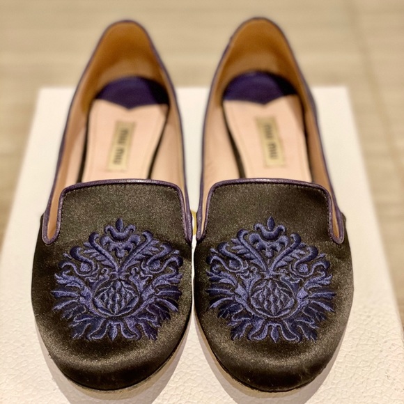 Miu Miu Crystal Embellished Ballerina Flats